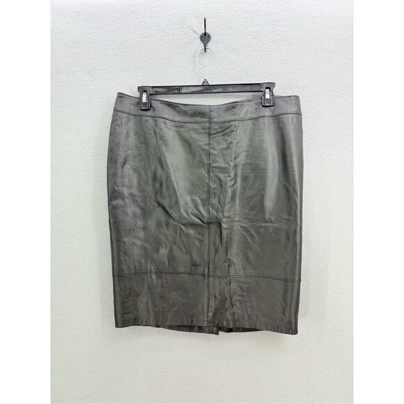 Sejour Womens Black Leather Flat Front Straight & Pencil Skirt Size 16W - Picture 1 of 10